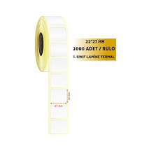 27 22 Mm 2000'li Lamine Termal Barkod Etiket 5 Rulo 10000 Adet