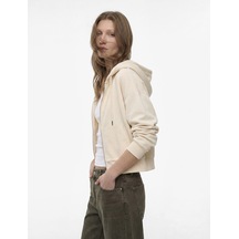 Koton Modal Kumaş Uzun Kollu Cepli Kapüşonlu Sweatshirt Ekru 6sak10296ek