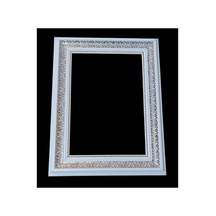 A4 Dekoratif Çerçeve Beyaz Gold İşlemeli 21x30 Gerçek Cam Beyaz