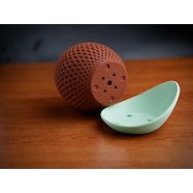 Gees Global 3d Baskı Küre Saksı - Kafes Dokulu İki Parçalı Dekoratif Saksı - Kahverengi-mint Gbzs