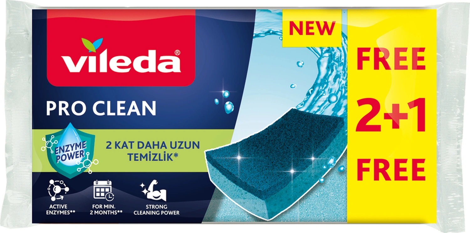 Vileda 3lü Pro Clean Düz Bulaşık Süngeri Vld0000000457