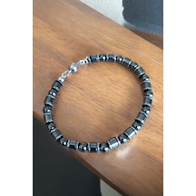 Hematit Bileklik Doğal Gerçek Taş Bileklik Mıknatıs Klipsli Model Unisex Hematit Bileklik Hematit Bileklik