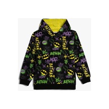 Koton Batman Kapşonlu Sweatshirt Lisanslı Uzun Kollu Siyah Desenli 4wkb10023tk 4WKB10023TK9D9