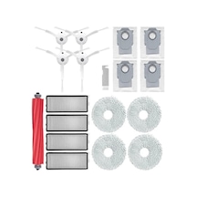 Roborock Q Revo S Uyumlu Yedek Parça Seti, 4 Fırça + 4 Torba + 4 Filtre Tek Renk