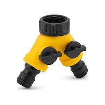 Çift Çıkışlı Vanalı Musluk Adaptörü 1/2" - 3/4" / Bahçe Hortumu Y Bağlantı Aparatı / Bağımsız Su Kontrol