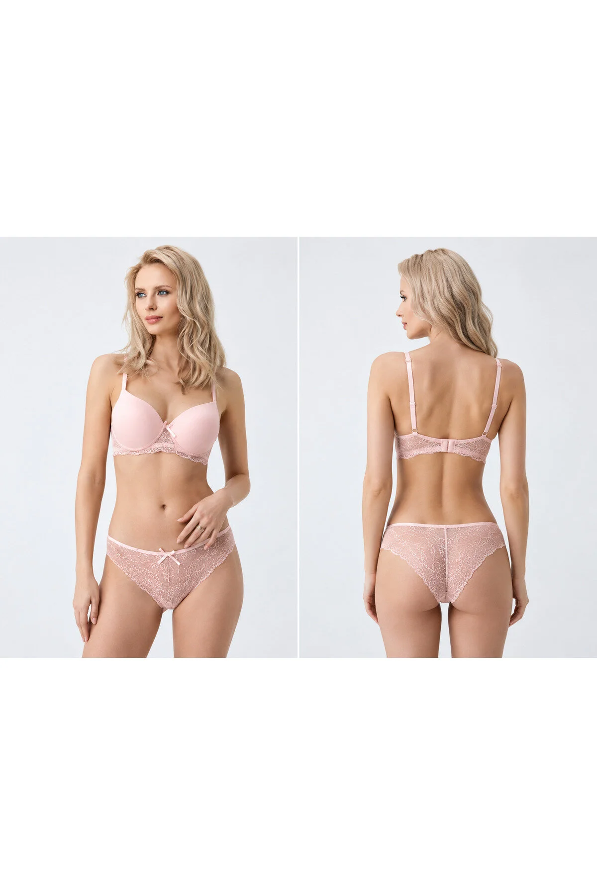 Luw 4080 Dolgulu Sütyen Külot Takım - Pudra Pudra - Pembe