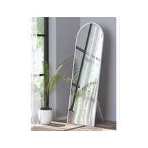 Ayaklı Duvar Ayna, 40x120 Cm Boyut Ve Beyaz Çerçeve Açık Gri