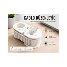 Macbook Magsafe 3 Kablo Düzenleyici Usb-c Şarj Kablosu Sarıcı 2 Metre Kablo Organizer Seyahat Tipi Kablo Tutucu Beyaz