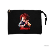 Zepplin Giyim Chucky Murderer Siyah Clutch Astarlı Cüzdan / El Çantası