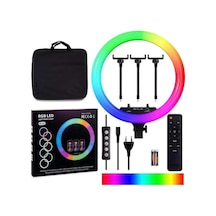 Mj18 18 İnç Rgb Ring Light Tripodlu Profesyonel Led Çekim Işığı, Uzaktan Kumandalı Yayın Lambası, Tiktok Y