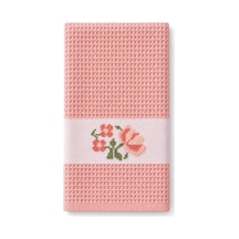 İpekçe Kanaviçe Çiçek İşlemeli Mutfak Havlusu Peçete 1 Li 40x60 Cm Pembe