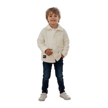 Erdem Kıds Erkek-kız Çocuk Unisex Pamuklu Günlük-casual Kışlık Polar Ceket Gömlek Ekru ekru