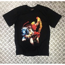 Stoned&Fame Unisex Siyah Street Fıghter Baskılı T-shirt SIYAH