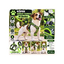 Senye Köpek Göğüs Tasması Seti Reflektörlü M Beden - Yeşil Göğüs 45-65 Cm Çok Renkli