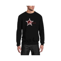 Pearl Jam Logo Baskılı Siyah Erkek Örme Sweatshirt