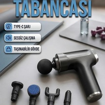 Mini Kas Masaj Tabancası 6 Kademeli 4 Başlıklı Usb Type-c Şarjlı Vücut Masaj Cihazı