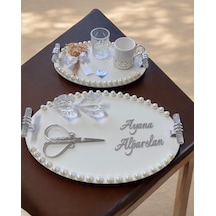 Lustre İncili Söz Nişan Tepsisi Gümüş
