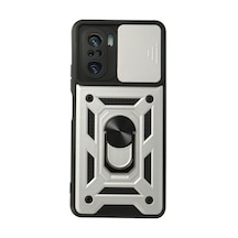 Xiaomi Poco F3 Uyumlu Kılıf Pars Lens Yüzüklü Silikon - Gümüş