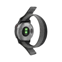 Garmin Fenix 6 Pro Solar Kordon Hasır Kumaş Ultrafit Nylon Yedek Kayış Gri Siyah