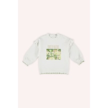 Kız Bebek Baskılı Beyaz Sweatshirt Çok Renkli