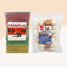 Miçiko Renkli Munchy Köpek Ödülü 100'lü + Tavuklu Roll Dürüm 16 Adet 400gr