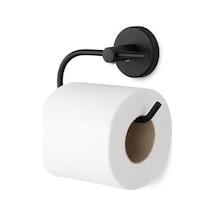 Lotus Siyah Açık Tuvalet Kağıtlığı, Yapışkanlı Ve Vidalı Montajlı Tuvalet Kağıdı Askısı, Mat Siyah Statik Boyama, 35 Mm Oval Bantlı Banyo Aksesuarı 16.5 x 12.2 x 11.2 CM