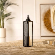 Siyah Metal Kesim Işlemeli Fener 39 Cm , Modern Tasarım Çok Renkli
