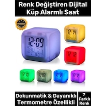 Özel Üretim Dekoratif Termometre Takvimli 7 Renk Değiştiren Dijital Küp Alarmlı Küp Masa Çalar Saat Özel Üretim Dekoratif Termometre Takvimli 7 Renk Değiştiren Dijital Küp Alarmlı Küp Masa Çalar Saat