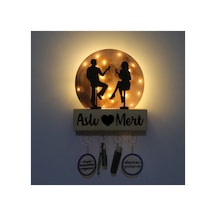 Led Işıklı Pleksi Dolunay Kişiselleştirilebilir Dekoratif Biblo Date Sevgili Anahtar Askılığı Sarı - 737330846