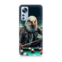 Xiaomi 12 Uyumlu Bilardo Oynayan Deri Ceketli Kartal Desenli Silikon Kılıf