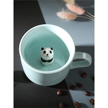 Mukko Home 3d Sevimli Panda Figürlü Porselen Kupa 230 Ml Mint Renk Kahve Çay Kupası,turkuaz &am Turkuaz & Panda