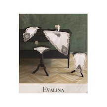 Evalina Model Krem-krem 5 Parça Keten Dantelli Runner Seti Salon Takımı Bzckh585 Çok Renkli