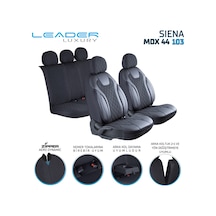 Dacia Sandero Stepway Uyumlu Lüx Yarı Deri Oto Koltuk Kılıfı Ön Arka Takım Yeni Siena Siyah Mavi