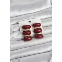Bordo Vintage Model Gold Renk Kadın Küpe Bordo Bordo