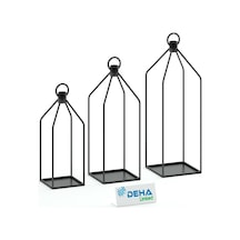 Metal Kafes 3'lü Set Mumluk Fener Dekoratif Mumluk Ferforje Şamdan Diğer