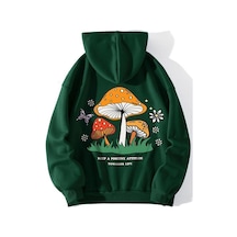 Uyguntarz Unisex Mantar Baskılı Oversize Sweatshirt Yeşil