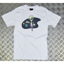 Stoned&Fame Alıen Baskılı T-shirt Beyaz