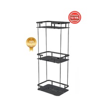 Çelik Banyo Paslanmaz Pirinç Mat Siyah Lidya 3'lü 15x22 Cm Şampuanlık Banyo Rafı Siyah