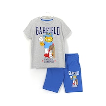 Dobakids Garfield Baskılı Erkek Çocuk Yazlık 2'li Takım 8-15 Yaş Gri Mavi Gri - Mavi