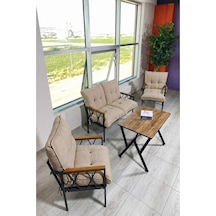 Miray 211 Masalı Bej Fermuarlı Bahçe Balkon Takımı, Salon, Teras- Berjer Düğmeli Metal Çay Seti Bej Miray 211 Masalı Bej Fermuarlı Bahçe Balkon Takımı, Salon, Teras- Berjer Düğmeli Metal Çay Seti Bej