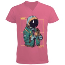 Astronaut Suit Cyber Punk Erkek Kısa Kol V Yaka Tişört