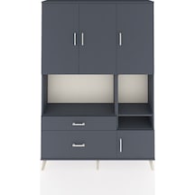 Arges Dolap 7 Raflı 2 Çekmeceli 4 Kapaklı 132x30x195 Antrasit-antrasit/antrasit Antrasıt/antrasıt