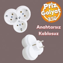 Golyat Papatya Yonca 3'lü Grup Priz Fiş Priz Topraklı Çoklu Çoğaltıcı Kablosuz Üçgen
