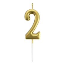 2 Yaş Gold Rakam Mum Altın Renk Doğum Günü Pasta Mumu Sarı Renkli