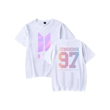 Unisex Beyaz Bts Rap Monster Tişört Ön Arka Baskı Beyaz