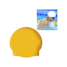 Parlak Dikişsiz Saf Silikon Yüksek Esneklik Profesyonel Yüzme Bonesi Sarı