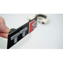 Dk Tuning Tts Gri Kırmızı Ön Panjur Logo Arma Audi İle Uyumlu -