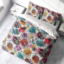 Monohome Patchwork Tiles 3D Pamuk Saten Çift Kişilik Nevresim Tak Çok Renkli