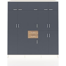 Kronos Dolap 10 Raflı 2 Çekmeceli 3 Askılı 220x59x243 Aytaşı-antrasit/çam Antrasıt/atlas Çam