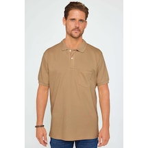 Tudors Erkek Regular Fit Klasik Kesim %100 Pamuk Düz Pike Kahverengi Polo Yaka Tişört-33756 Kahverengi
